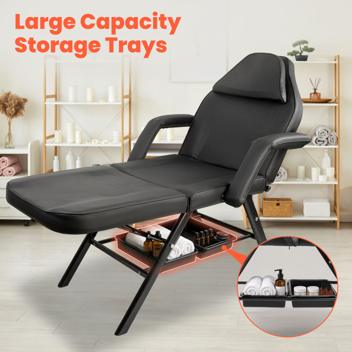 Tasalon Adjustable Facial Massage Bed with 2 Beauty Baskets