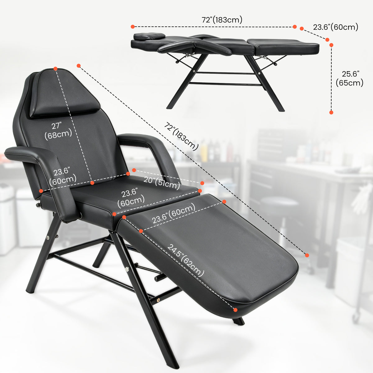 Tasalon Adjustable Facial Massage Bed with 2 Beauty Baskets