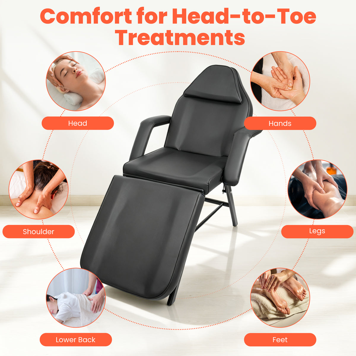 Tasalon Adjustable Facial Massage Bed with 2 Beauty Baskets