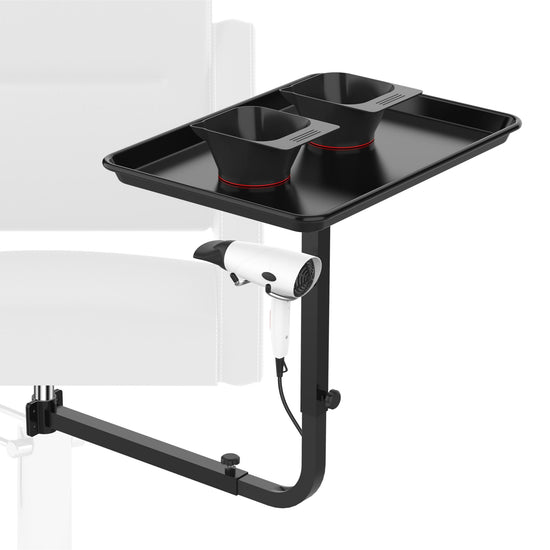 TASALON Metal Hairstylist Tray with 2 Magnetic Bowls, Attached To Chair