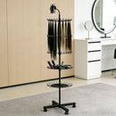 Professional Hair Rack for Braiding with Storage Trays & Phone Holder