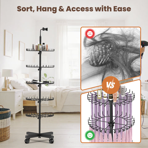 Professional Hair Rack for Braiding with Storage Trays & Phone Holder