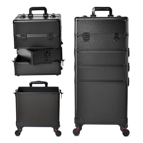 Professional Rolling Makeup Train Case on Wheels for Hairstylist & Salon