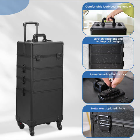 Professional Rolling Makeup Train Case on Wheels for Hairstylist & Salon