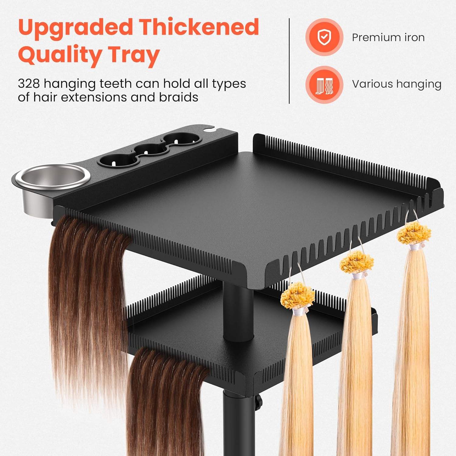 TASALON Metal Rolling Salon Tray on Wheels