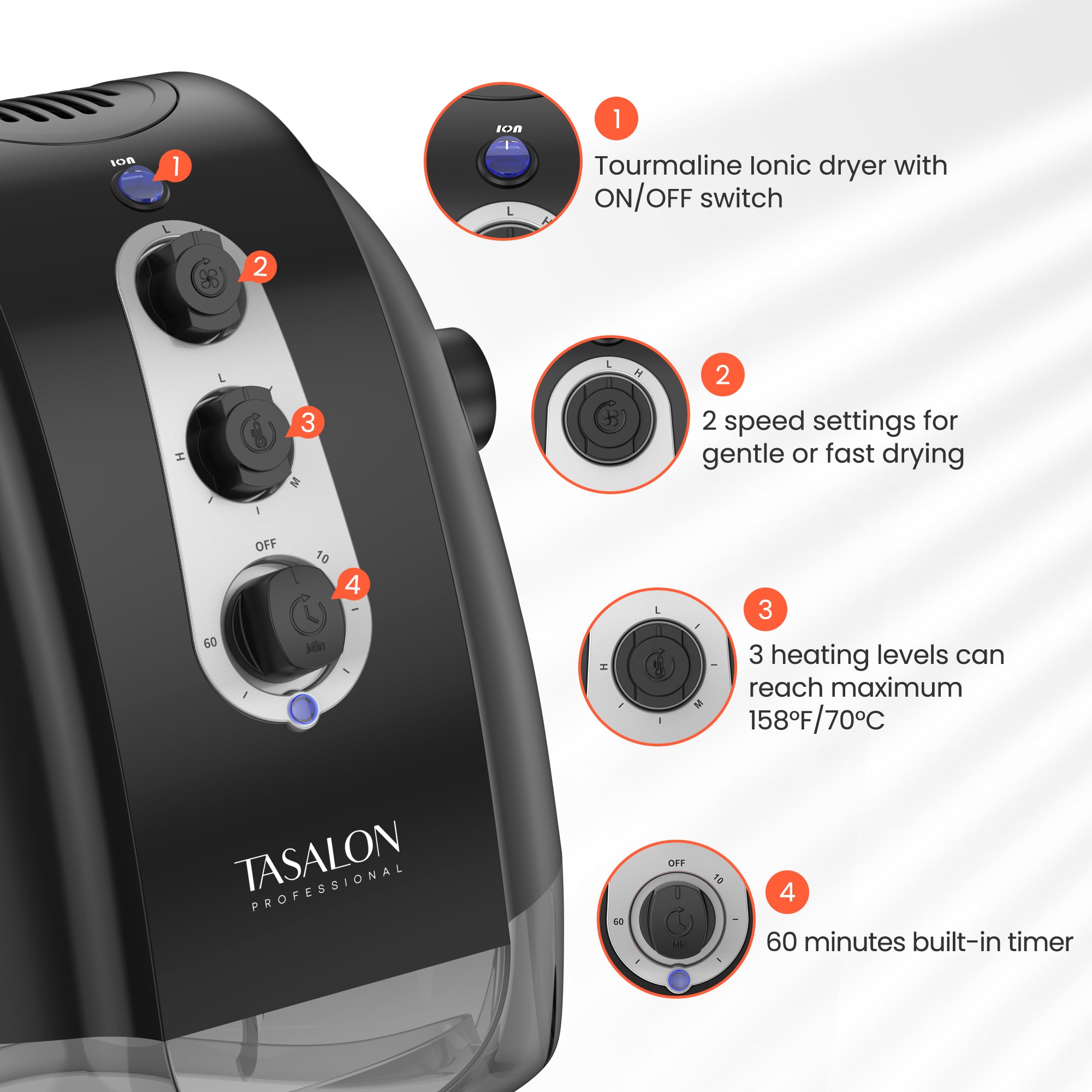 TASALON Professional Ionic Hooded Hair Dryer