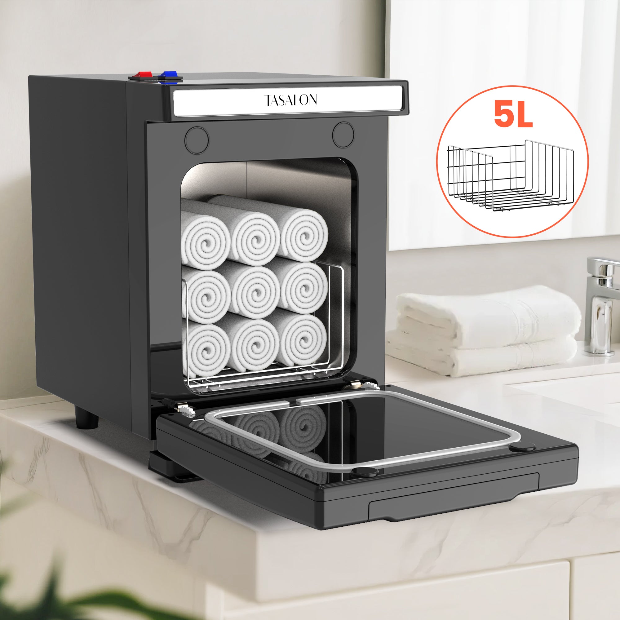 TASALON 5L Hot Towel Warmer Cabinet-Black