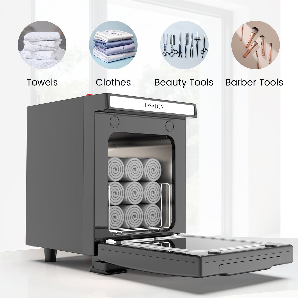 TASALON 5L Hot Towel Warmer Cabinet-Black