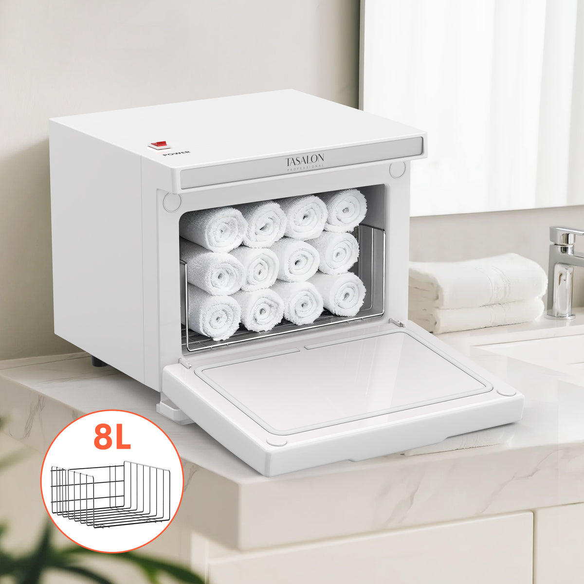TASALON 8L Towel Warmer Cabinet-White