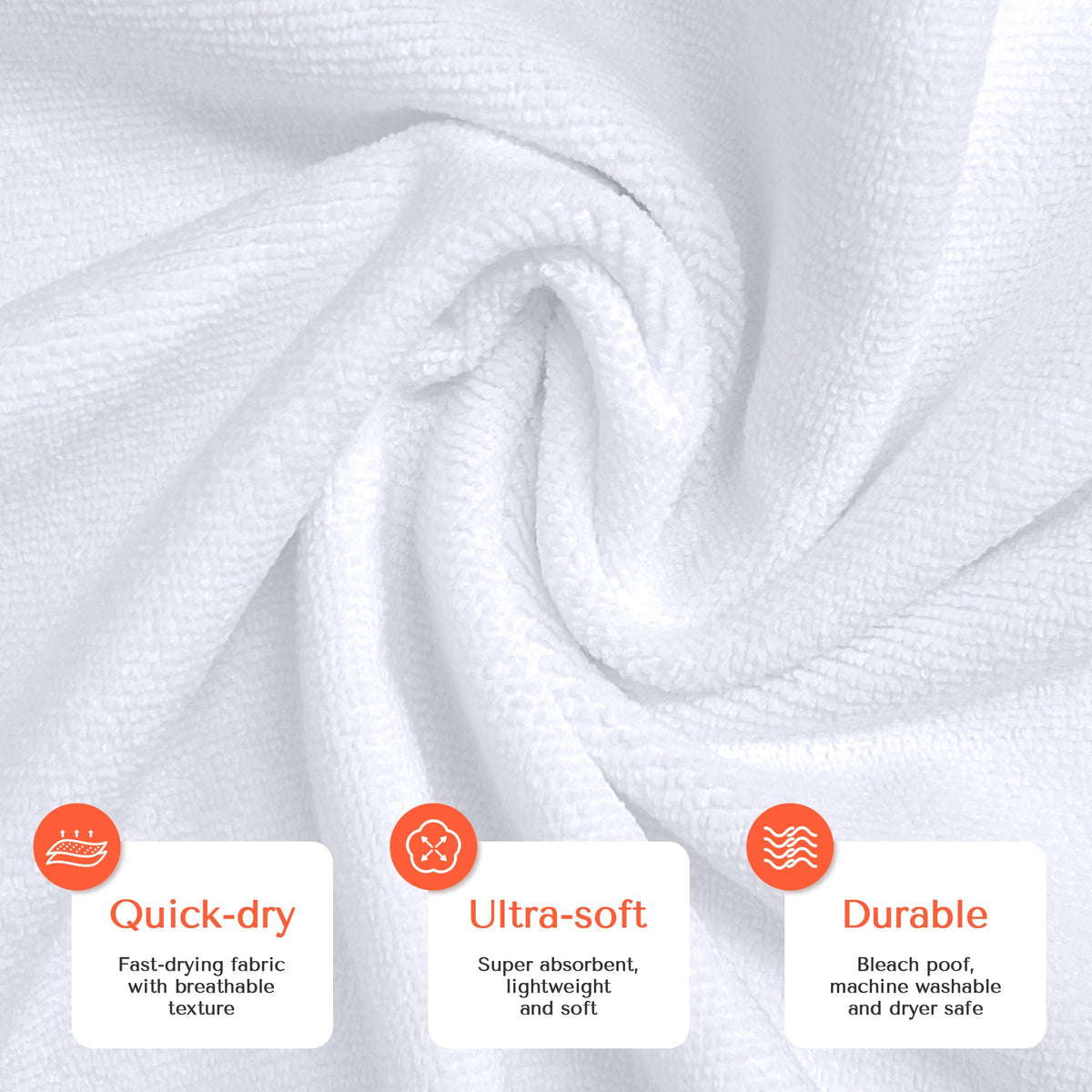 TASALON Microfiber Hair Towel – 10 Pack – White