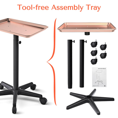TASALON Adjustable Salon Tray on Wheels – Rose Gold