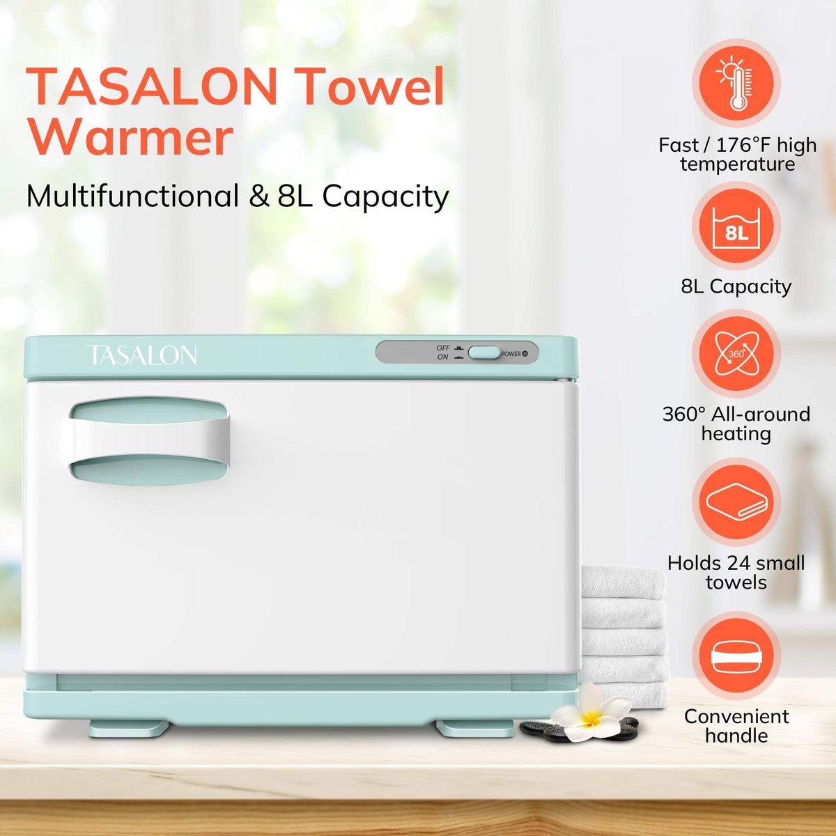 TASALON 8L Hot Towel Warmer Cabinet-White