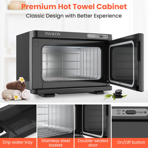 TASALON 8L Hot Towel Warmer Cabinet-Black