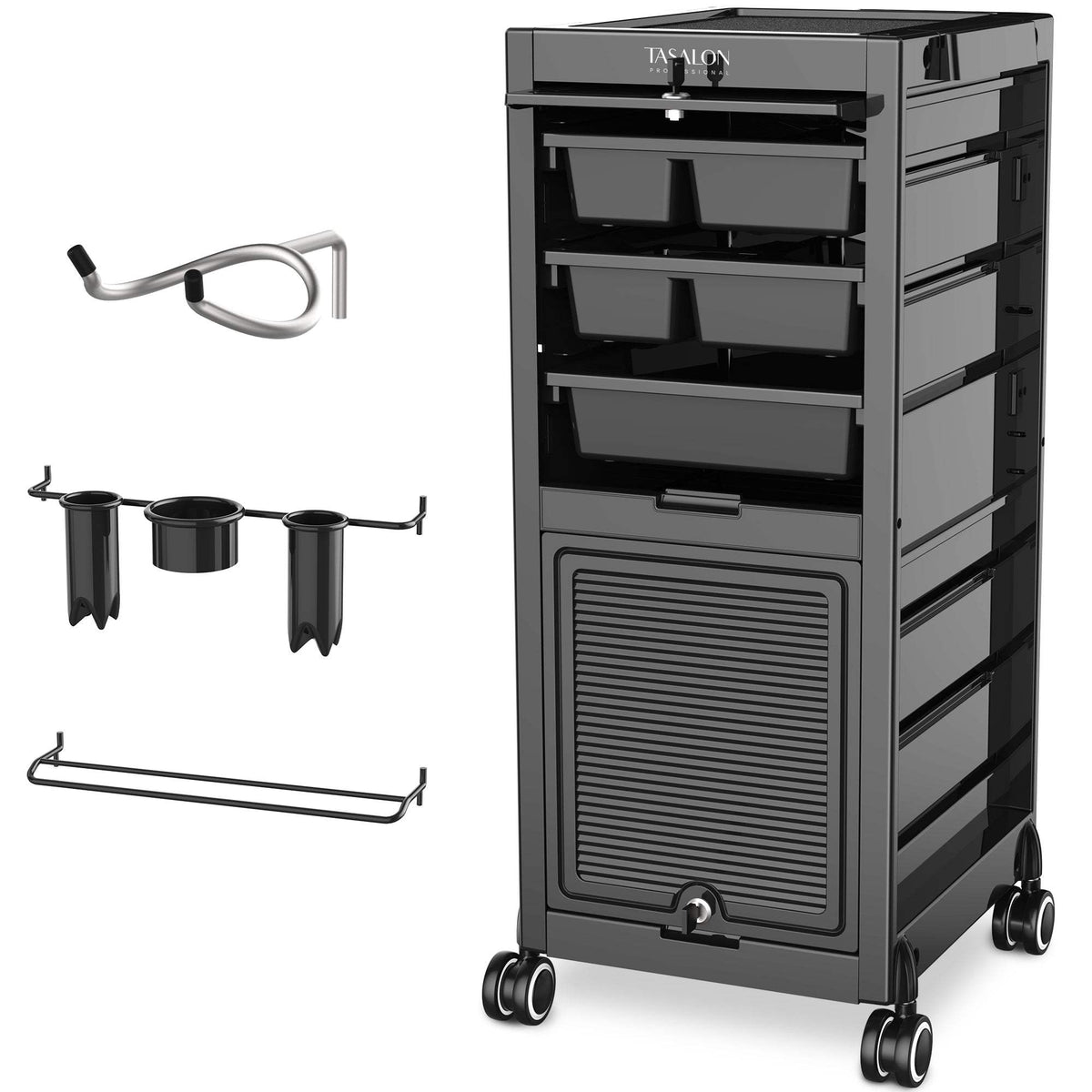 TASALON Lockable Salon Cart - Beauty Salon Trolley Rolling Cart