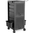 TASALON Premium Lockable Versatile  Salon Trolley Cart-Black