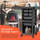 TASALON Premium Lockable Versatile  Salon Trolley Cart-Black