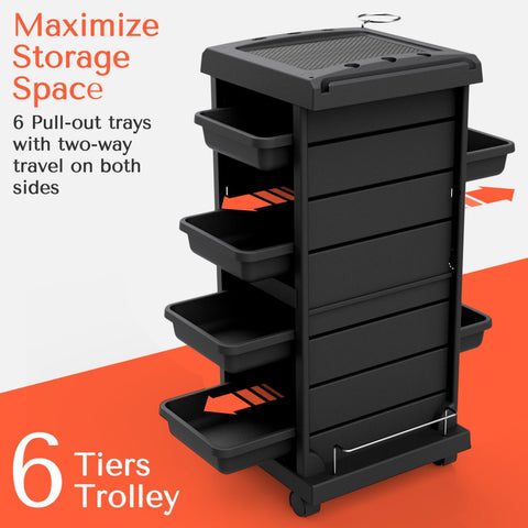 salon trolley with six tiers