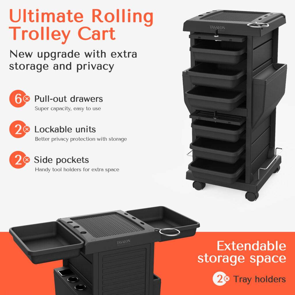 TASALON Salon Trolley Rolling Storage Cart